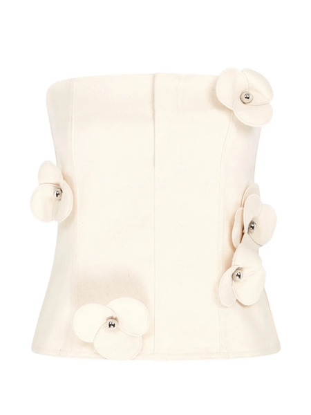  David Koma 3d Flower Denim Corset Top - Neutrals 
