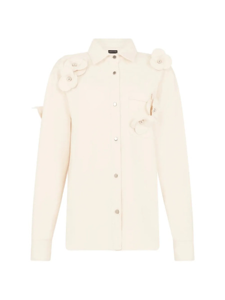  David Koma 3d Flower Denim Shirt - Neutrals 