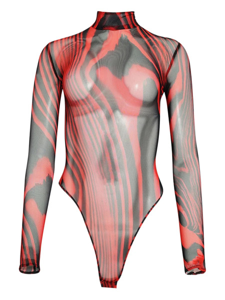  David Koma Printed Bodysuit - Red 