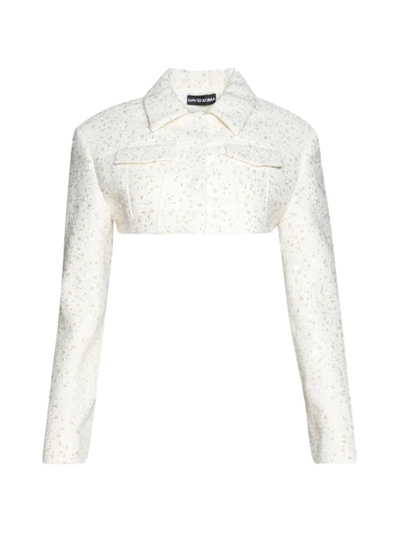  David Koma Sequin-embellished Cropped Jacket - White 