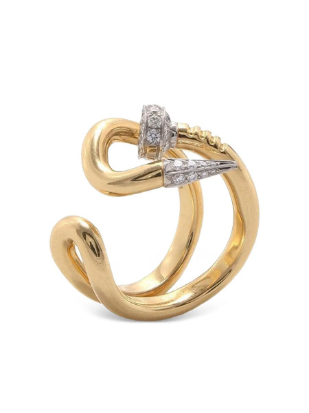  David Webb 18k Yellow Gold Diamond Nail Ring 