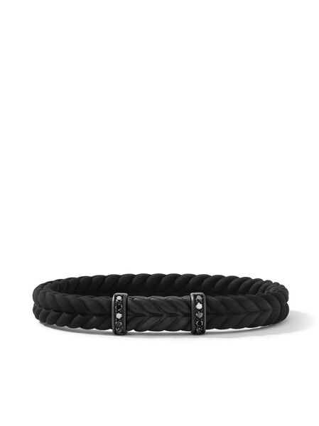  David Yurman Chevron Braided Diamond Bracelet - Black 