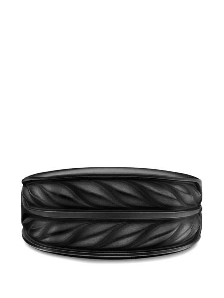  David Yurman Chevron Three Sided Signet Ring - Black 
