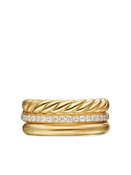  David Yurman 18k Yellow Gold Dy Mercer® Three Row Diamond Ring 