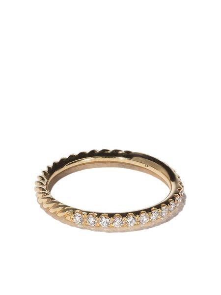 David Yurman 18kt Yellow Gold Cable Collectibles Diamond Stack Ring (2mm) 
