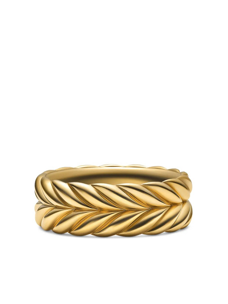  David Yurman 18kt Yellow Gold Chevron Band Ring 