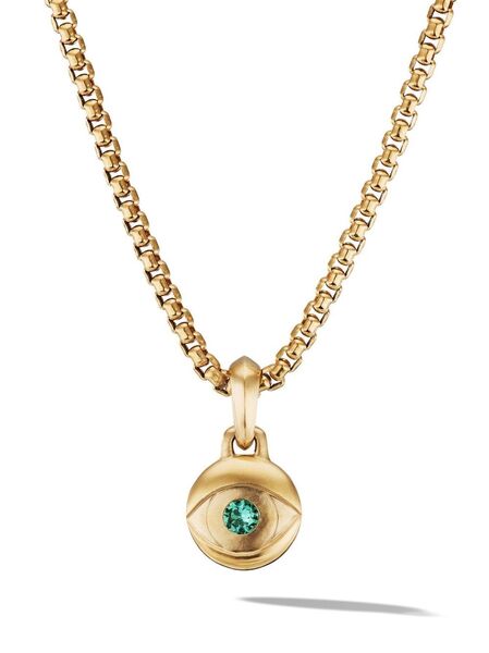  David Yurman 18kt Yellow Gold Evil Eye Emerald Amulet (14.5mm) 