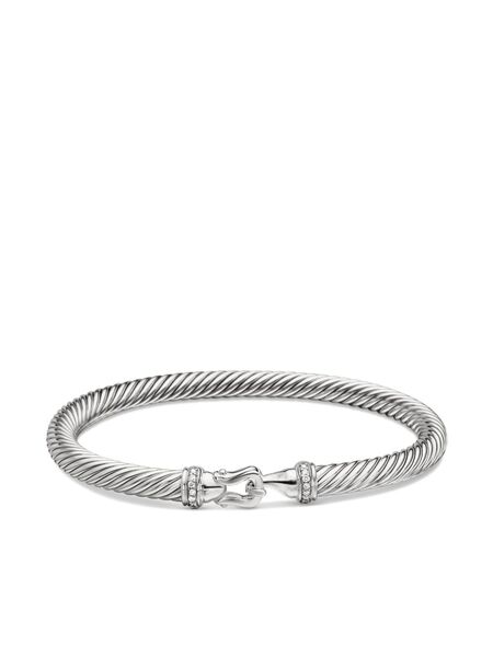  David Yurman Sterling Silver Buckle Classic Cable Diamond Bracelet (5mm) 