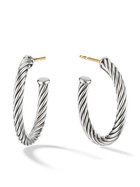  David Yurman Sterling Silver Cable Hoop Earrings 