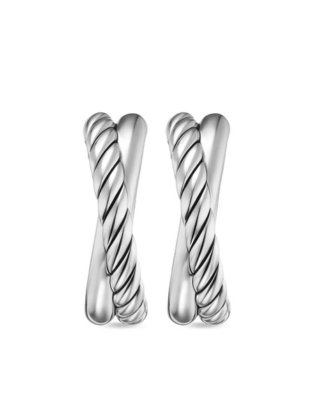  David Yurman Sterling Silver Cable Hoop Earrings 