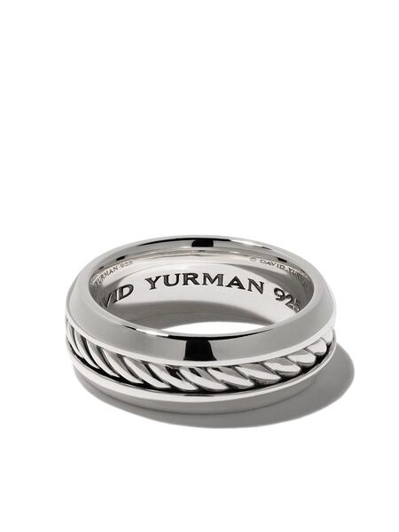  David Yurman Sterling Silver Cable Inset Band Ring (8mm) 
