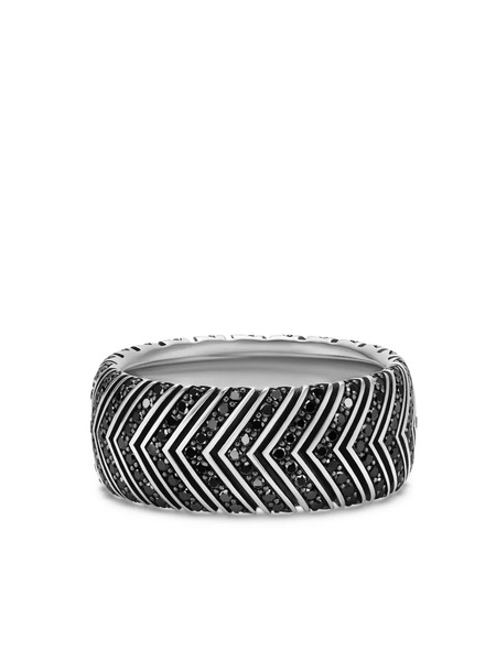  David Yurman Sterling Silver Chevron Diamond Ring 