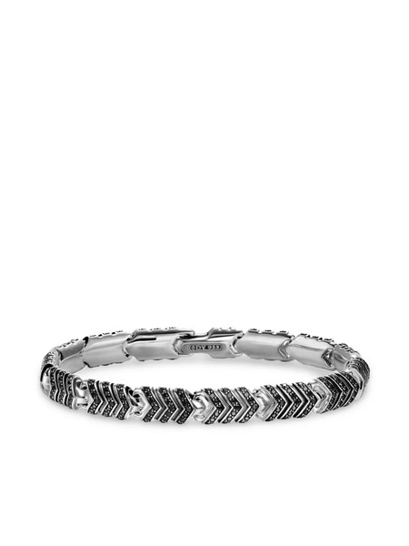  David Yurman Sterling Silver Chevron-link Diamond Bracelet 