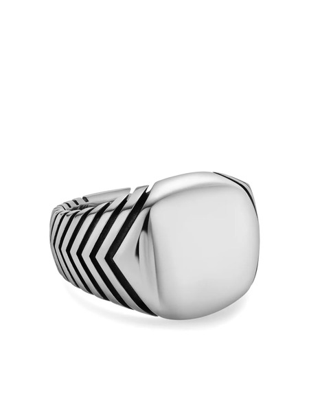  David Yurman Sterling Silver Chevron Signet Ring 