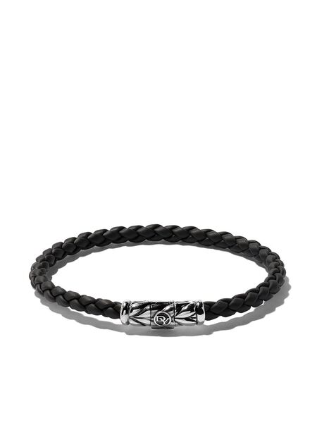  David Yurman Sterling Silver Chevron Woven Bracelet (6mm) - Black 