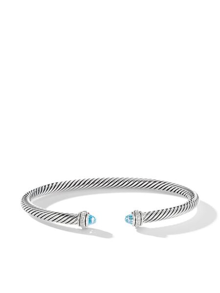  David Yurman Sterling Silver Classic Cable Diamond Bracelet (4mm) 
