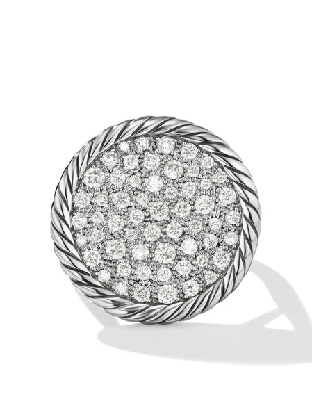  David Yurman Sterling Silver Dy Elements Pavé Diamond Ring 