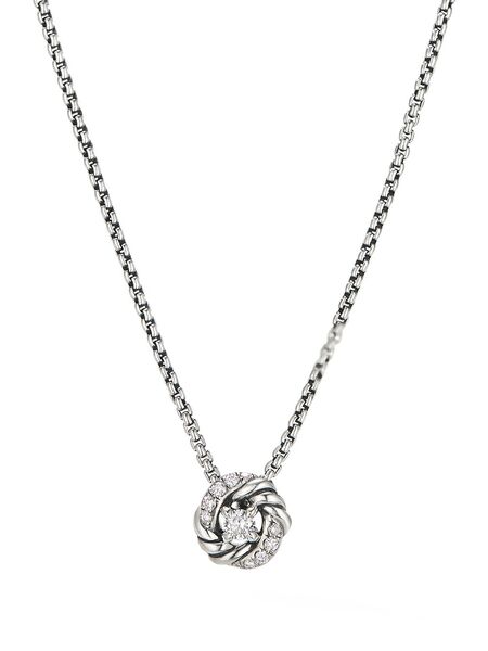  David Yurman Sterling Silver Petite Infinity Diamond Necklace 