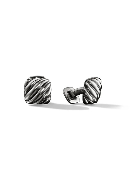  David Yurman Sterling Silver Sculpted Cable Cushion Cufflinks (17mm) 