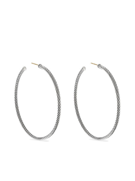 David Yurman Sterling Silver Sculpted Cable Hoop Earrings 