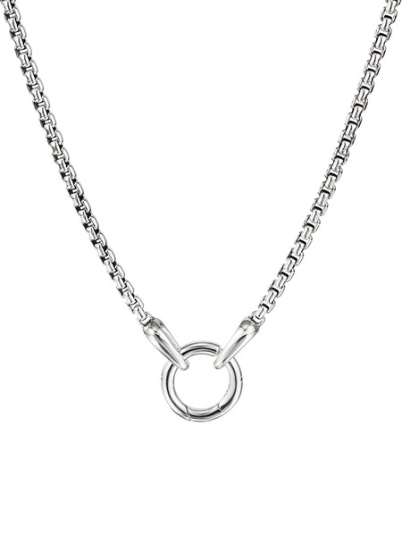  David Yurman Sterling Silver Smooth Amulet Box Chain Necklace (2.7mm) 
