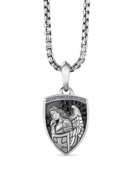  David Yurman Sterling Silver St. Michael Diamond Amulet (26mm) 