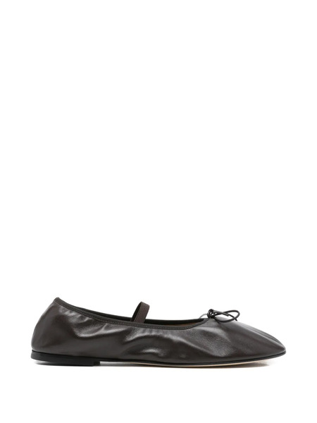  Dear Frances Balla Bow Leather Ballet Flats - Brown 
