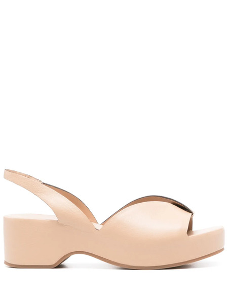  Del Carlo Leather Platform Sandals - Neutrals 