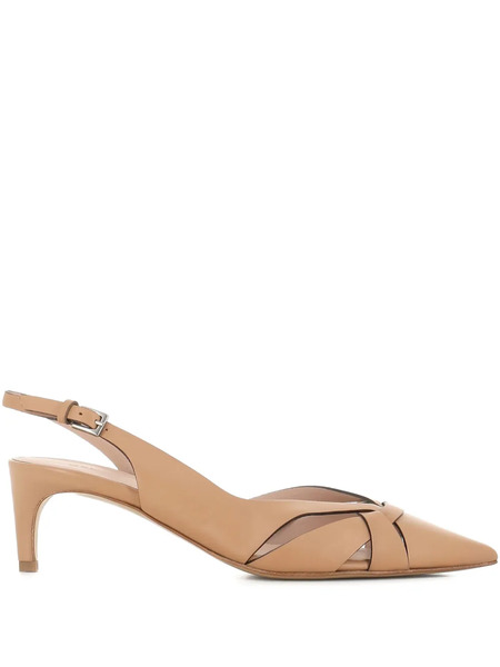  Del Carlo Leather Slingback Pumps - Neutrals 