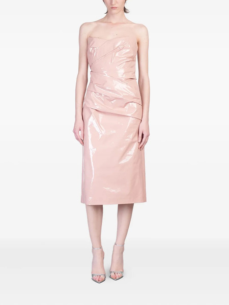  Del Core Draped Bustier Midi Dress - Pink 