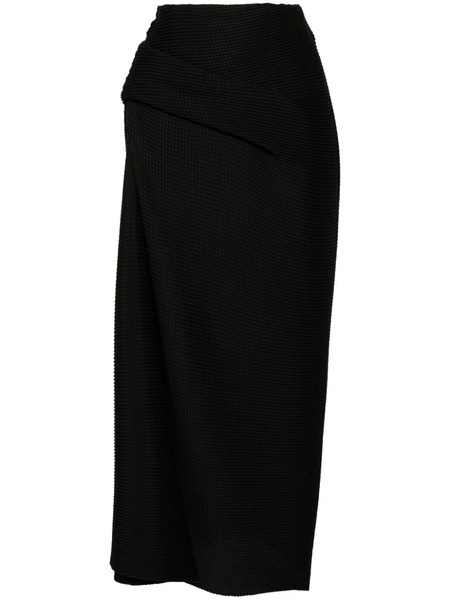  Del Core Popcorn-texture Pencil Midi Skirt - Black 