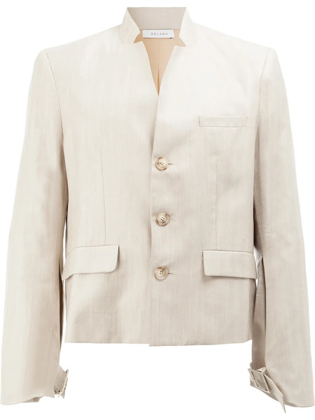  Delada Cropped V-neck Blazer - Neutrals 