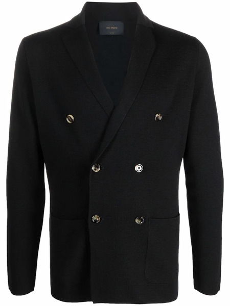  Dell'oglio Double-breasted Merino Wool Blazer - Black 