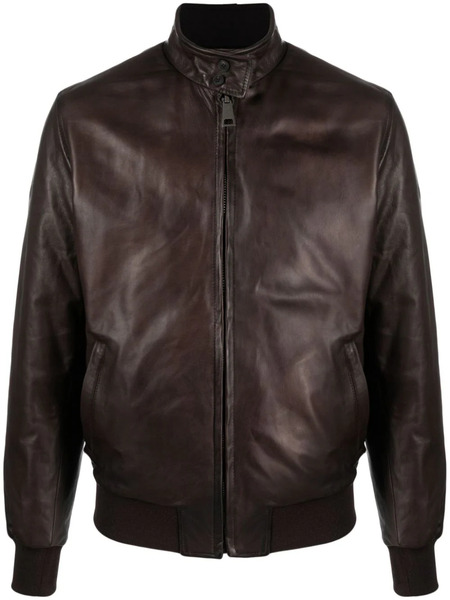  Dell'oglio Leather Bomber Jacket - Brown 