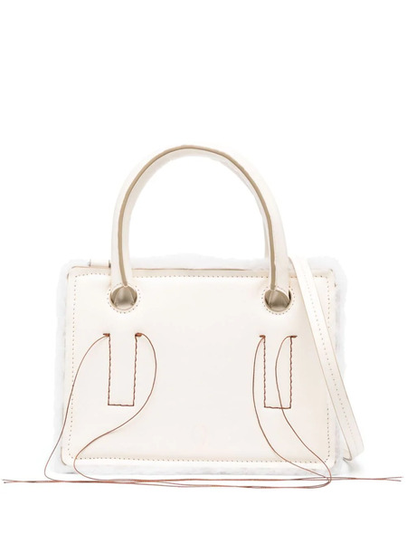  Dentro Mini Otto Leather Tote Bag - White 