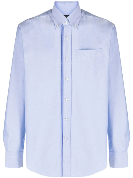  Deperlu Spread-collar Cotton Shirt - Blue 