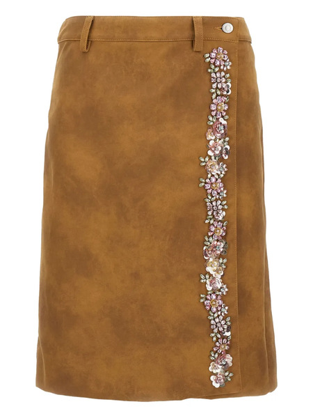  Des Phemmes Crystal-flower Wrap Skirt - Brown 