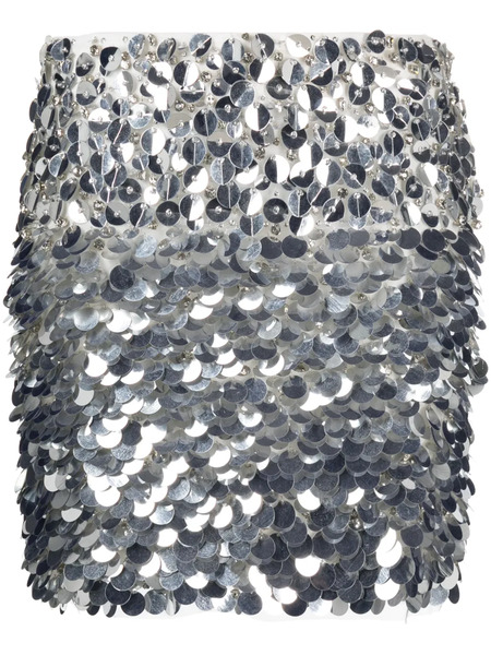  Des Phemmes High-waisted Sequin-embellished Skirt - Silver 