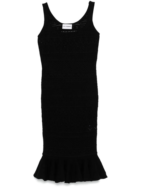  Des Phemmes Openwork Knitted Midi Dress - Black 