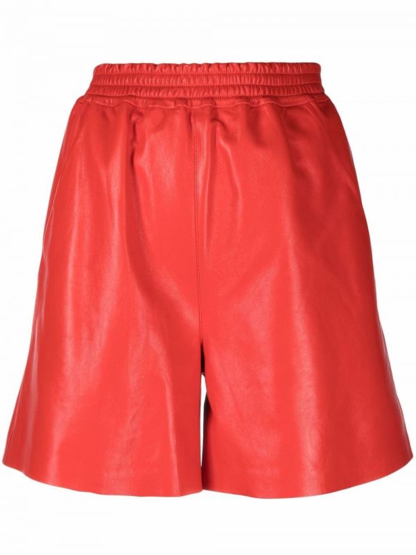 Desa 1972 Elasticated Leather Shorts - Red 