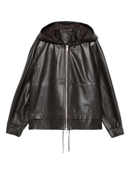  Desa 1972 Hooded Leather Jacket - Brown 