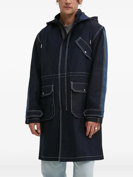  Desigual Denim-panel Hooded Parka - Black 