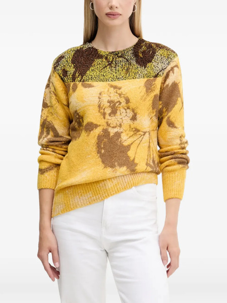  Desigual Floral Colour Block Sweater - Yellow 