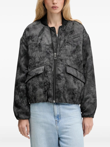  Desigual Floral-embroidery Bomber Jacket - Black 