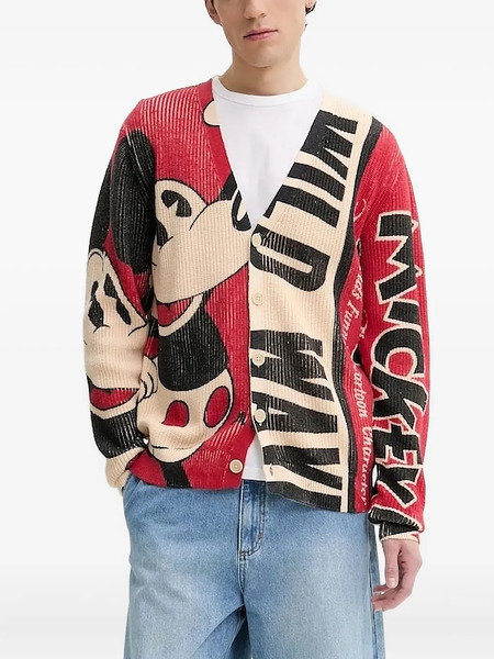  Desigual Mickey Mouse Ribbed Cardigan - Red 