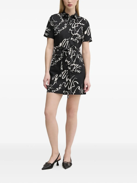  Desigual Script-print Shirt Mini Dress - Black 