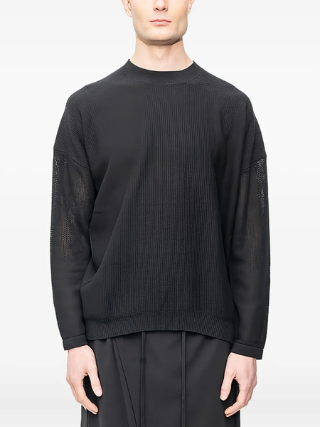  Devoa Open-knit Pullover Sweater - Black 