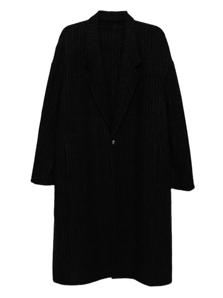  Devoa Pinstripe Wool Coat - Black 