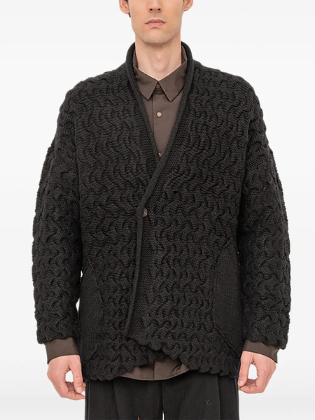  Devoa Textured Cardigan - Black 