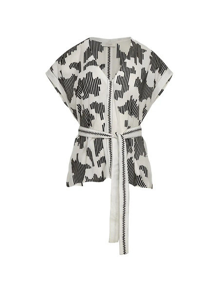  Devotion Celestra V-neck Belted Top - White 